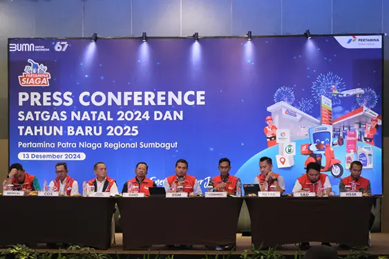 Foto: Press Conference Satgas Nataru Pertamina Patra Niaga Regional Sumbagut 2024 di Medan, Jumat (13/12).(Dok:Pertamina Sumbagut)