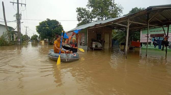 Foto: Gambaran banjir di salah satu desa di Kabupaten Serdang Bedagai, Sumatera Utara.