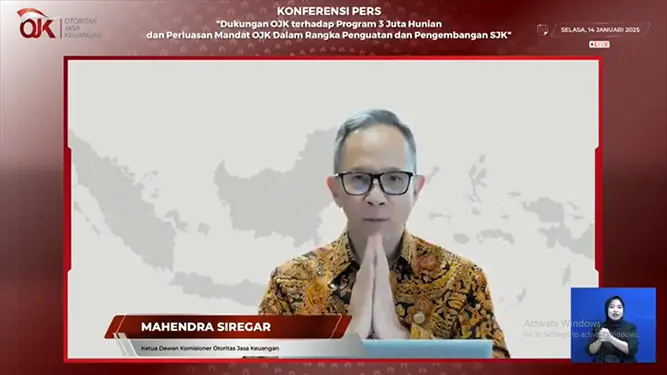 Terkait Penyediaan Rumah MBR, OJK Dukung Program Pemerintah 1 Ketua Dewan Komisioner OJK, Mahendra Siregar.