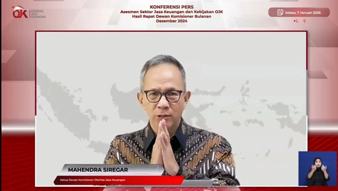 Rapat RDKB OJK, Stabilitas Sektor Jasa Keuangan Terjaga Stabil 1 Ketua Dewan Komisioner OJK Mahendra Siregar.(tangkapan layar)