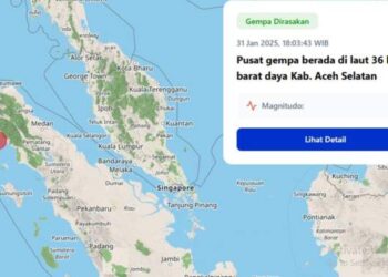 Aceh Selatan  Diguncang Gempa Magnitudo 6,2