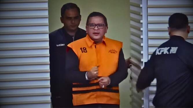 Sekjen PDI Perjuangan Hasto Kristiyanto ditahan KPK.