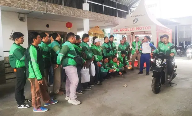 Aktivitas edukasi bertajuk “Safety Riding For Public Private Company” yang diberikan kepada para driver Mitra Grab Siantar pada 19 Februari 2025.(Ist)
