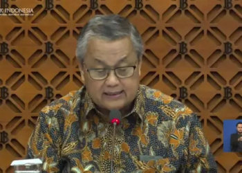 Gubernur Bank Indonesia (BI) Perry Warjiyo dalam konferensi pers Hasil Rapat Dewan Gubernur Bulan Februari 2025 di Gedung BI Jakarta, Rabu (19/2/2025).(tangkapan layar)