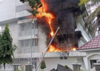Kantor Disdik Sumut Terbakar, Ini Penampakannya