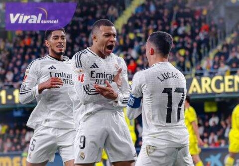 Dua gol Kylian Mbappe bawa Real Madrid ke puncak klasemen.