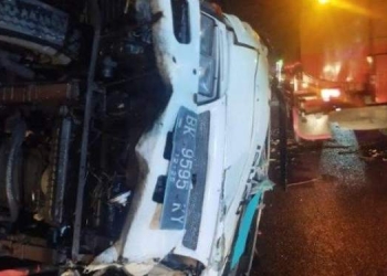 TKP di Sibolangit, Sopir Truk Tewas usai Tabrak Mobil Tangki