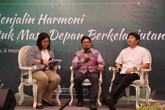 Talk show mewarnai rangkaian Media Brief Buka Puasa Bersama Wartawan bertajuk “Menjalin Harmoni untuk Masa Depan Berkelanjutan” di Hotel Adi Mulia Medan, Kamis 06 Maret 2025.(Dok:PTAR)