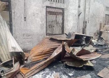Kondisi rumah kos di Jalan Jamin Ginting, Padang Bulan yang terbakar.