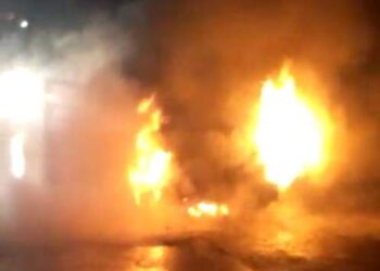 Mobil Terbakar di Tol Belmera Medan Denai