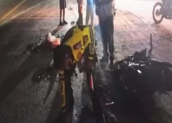 Kecelakaan kendaraan bermotor antara dua sepeda motor terjadi di Jalan Lintas Sumatera (Jalinsum) Medan–Kisaran KM 107–108,(Istimewa)