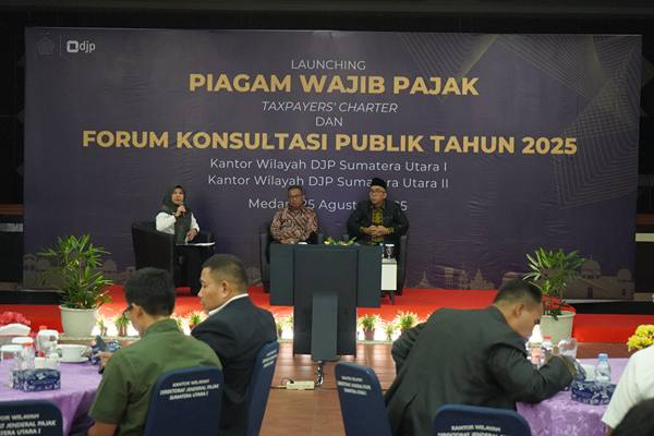 Foto: Acara Forum Konsultasi Publik yang digelar bersama oleh Kantor Wilayah (Kanwil) DJP Sumatera Utara I dan Sumatera Utara II di Medan pada Senin (25/8).(Ist)