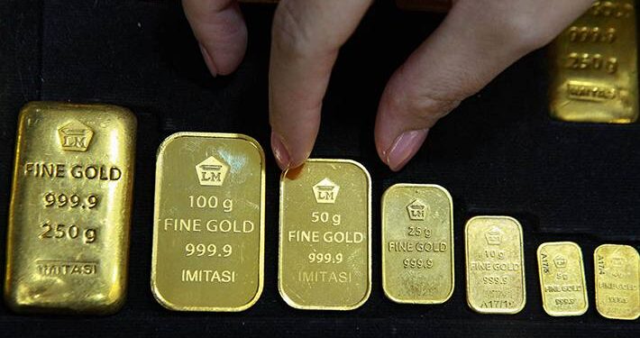 Emas antam.(Foto: Bloomberg Technoz)