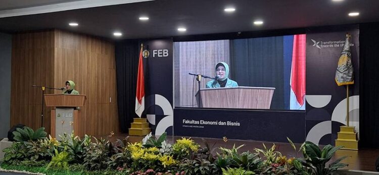 Foto: Kepala Badan Pusat Statistik (BPS) Indonesia, Amalia Adininggar Widyasanti menghadiri kuliah umum di Fakultas Ekonomi dan Bisnis Universitas Sumatera Utara (FEB USU) pada Kamis, 21 Agustus 2025.(Ist)