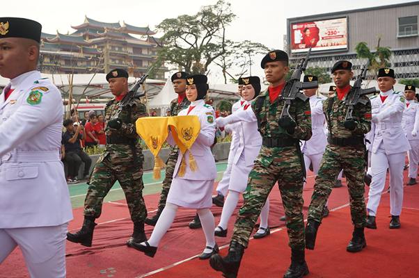 Foto: Sebanyak 47 anggota Paskibraka Kota Medan sukses menjalankan tugasnya dengan baik dalam mengibarkan bendera Merah Putih.(Dok:Diskominfo Medan)
