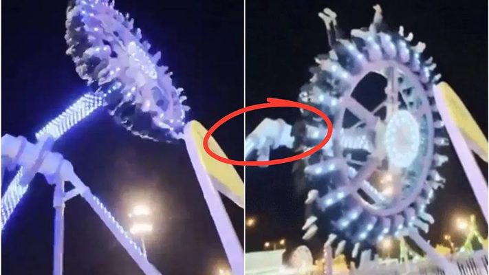 Foto: Detik-detik saat wahana “360 Degrees” di Taif, Arab Saudi, mengalami kerusakan.(X/ Stuff.)