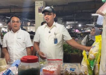 Direktur Utama Perum Bulog melakukan inspeksi mendadak (sidak) ke Pasar Petisah (Pasar Bawah Medan), Jumat (19/9/2025).(Istimewa)