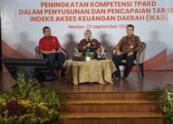OJK Provinsi Sumatera Utara menggelar Kegiatan Peningkatan Kompetensi Tim Percepatan Akses Keuangan Daerah (TPAKD) dalam Penyusunan dan Pencapaian Target IKAD di Medan, Selasa (23/9).(Foto:OJK Sumut)