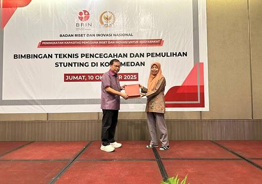 Acara Bimbingan Teknis Pencegahan dan Pemulihan Stunting yang diselenggarakan oleh Badan Riset dan Inovasi Nasional (BRIN) bekerja sama dengan Komisi X DPR RI di Hotel Grand Dhika, Jalan dr. Mansyur, Medan, Jumat (10/10/2025).(Ist)