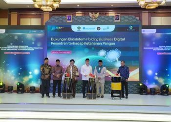 Acara Peluncuran Dukungan Ekosistem Holding Business Digital Pesantren terhadap Ketahanan Pangan, sebagai bagian dari rangkaian Indonesia Sharia Economic Festival (ISEF) ke-12, di Jakarta (9/10).(Dok:BI)