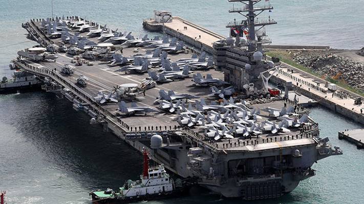 Foto: Amerika Serikat (AS) mengumumkan telah mengirimkan grup tempur kapal induk.(foto: X)