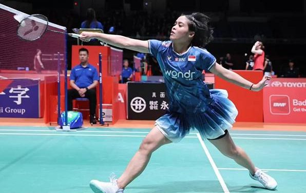 Gregoria Mariska Tunjung sukses mengamankan tempat di babak semifinal turnamen Kumamoto Masters 2025.(PBSI)