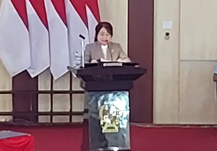 Foto: Juru bicara Fraksi PDIP DPRD Kota DR Dra Lily MBA menyampaikan pemandangan fraksinya.(Ist)