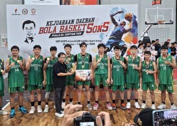Tim Basket Medan tetap tak tergoyahkan sebagai juara di semua kategori Kejuaraan Daerah (Kejurda) Bola Basket 5on5 Piala dr Sofyan Tan.(Ist)