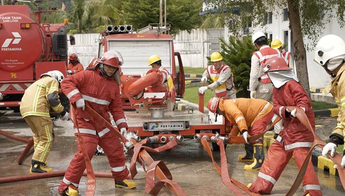 Foto: Pertamina Patra Niaga Regional Sumatera Bagian Utara (Sumbagut) menggelar Simulasi Penanggulangan Keadaan Darurat Level 1.(Dok:Pertamina Sumbagut)