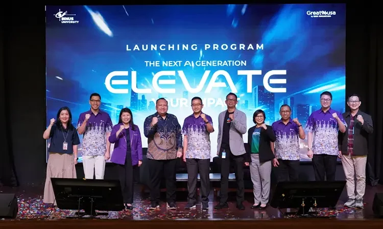 Foto: BINUS University, bersama Microsoft dan GreatNusa, melalui Microsoft Elevate meluncurkan program, membekali generasi muda Indonesia menjadi dengan keterampilan Artificial Intelligence (AI) yang berdampak nyata.(Dok:BINUS University)