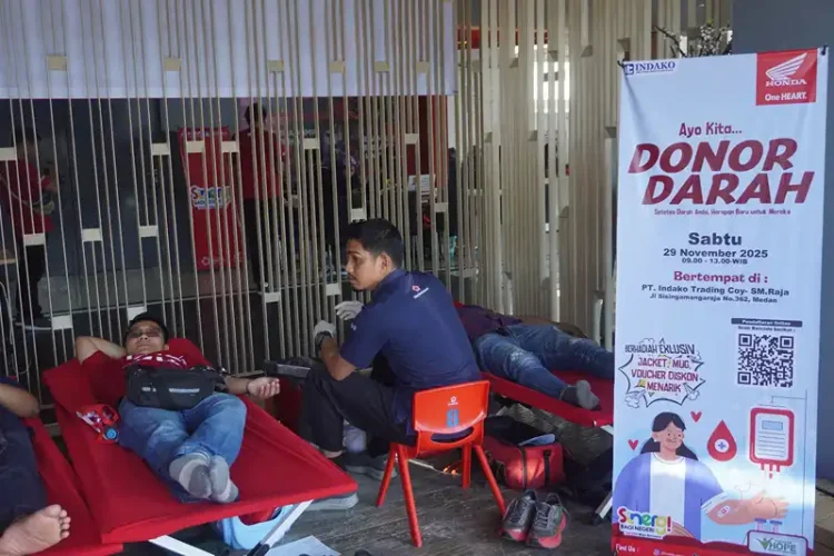 Foto: Upaya meningkatkan kepedulian terhadap keselamatan dan kesehatan masyarakat kembali diwujudkan melalui kegiatan donor darah yang digelar PT Indako Trading Coy pada 29 November 2025 di kantor cabang Sisingamangaraja, Medan. (Ist)