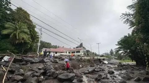 Foto: Pulau Siau di Kabupaten Kepulauan Sitaro, Sulawesi Utara (Sulut), berduka setelah banjir bandang melanda permukiman pada Senin (5/1) dini hari.(Foto/BPBD Kepulauan Sitaro)
