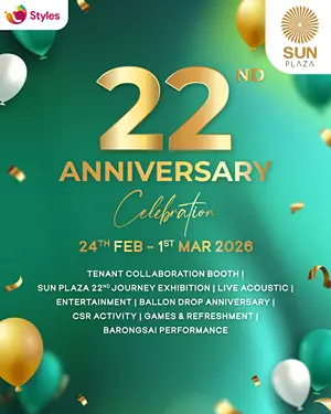 Foto: Mengapresiasi para pelanggan setia, manajemen menghadirkan kemeriahan bertajuk “22nd Anniversary Celebration SUN Plaza” yang dipusatkan di Main Atrium mulai 24 Februari hingga 1 Maret 2026.(Dok:SUN Plaza)