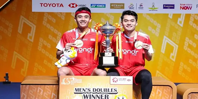 Foto: Pasangan ganda putra Indonesia, Leo Rolly Carnando/Bagas Maulana berhasil merebut Gelar juara Thailand Masters 2026.(Foto:PBSI)