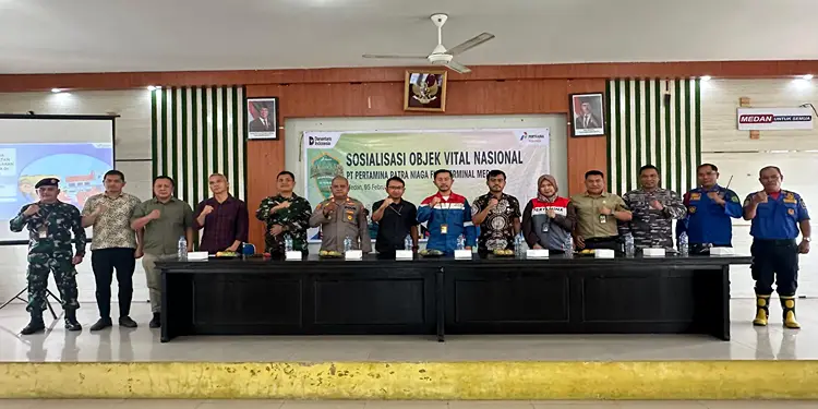 Foto: Sosialisasi pengamanan Objek Vital Nasional (Obvitnas) dan keselamatan jalur pipa BBM oleh Pertamina Patra Niaga Regional Sumatera Bagian Utara (Sumbagut) melalui Fuel Terminal Medan pada Kamis (5/2/2026).(Dok:Pertamina Sumbagut)