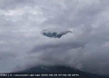 Foto: Erupsi Gunung Lewotobi Laki-laki: Kolom Abu Setinggi 800 Meter Teramati di Flores Timur 6