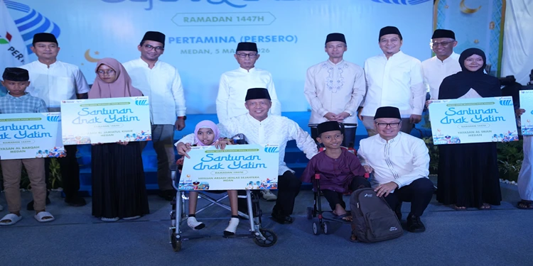 Foto: Pertamina Group, salah satunya PGN memulai kegiatan Safari Ramadan 1447 H sekaligus berbagi kasih dengan anak-anak yatim di Medan, Sumatera Utara.(Dok: PGN Medan)