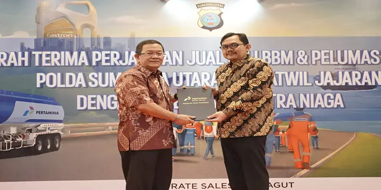 Foto: Pertamina Patra Niaga Regional Sumbagut melaksanakan Serah Terima Kontrak Kerja Sama BBM dan Pelumas Tahun Anggaran 2026 bersama Polda Sumatera Utara pada awal Januari 2026 di Kota Medan.(Dok:Pertamina Sumbagut)