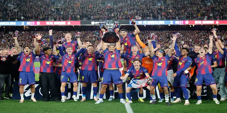 Foto: Barcelona resmi mengunci gelar juara LaLiga musim 2025/2026 setelah memetik kemenangan krusial atas rival abadi mereka, Real Madrid.(X La Liga English)