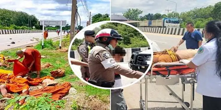 Foto: Kecelakaan yang menawaskan 8 biksu di Thailand. (Foto: X)