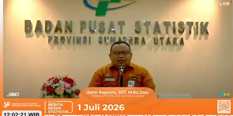 Foto: Kepala BPS Sumut, Asim Saputra.(tangkapan layar YouTube)