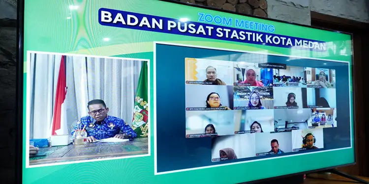 Foto: Kegiatan penilaian interview Evaluasi Penyelenggaraan Statistik Sektoral (EPSS) yang dilaksanakan secara virtual oleh Tim Penilai Badan (TPB) Badan Pusat Statistik (BPS) Kabupaten Karo pada Kamis (17/7/2026).(Dok:Diskominfo Medan)